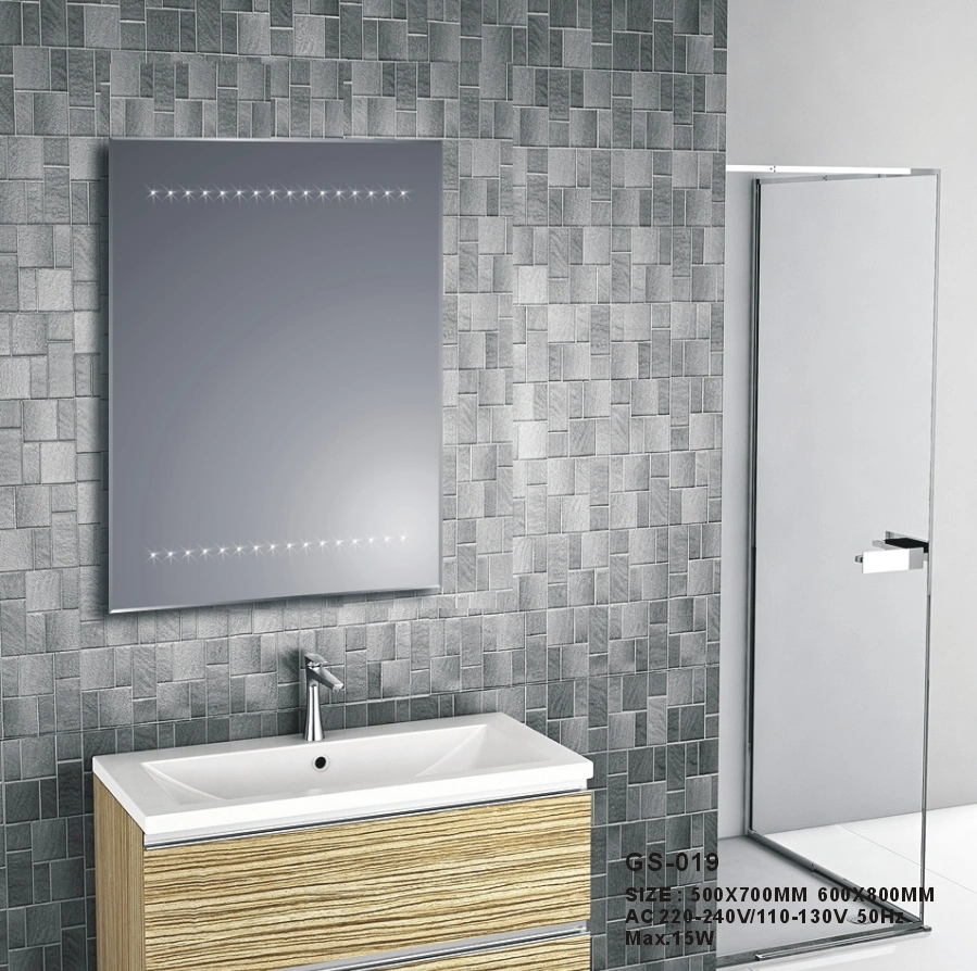 Silver Wall LED Bathroom Furniture Laminated Mirror Smart Float Glass